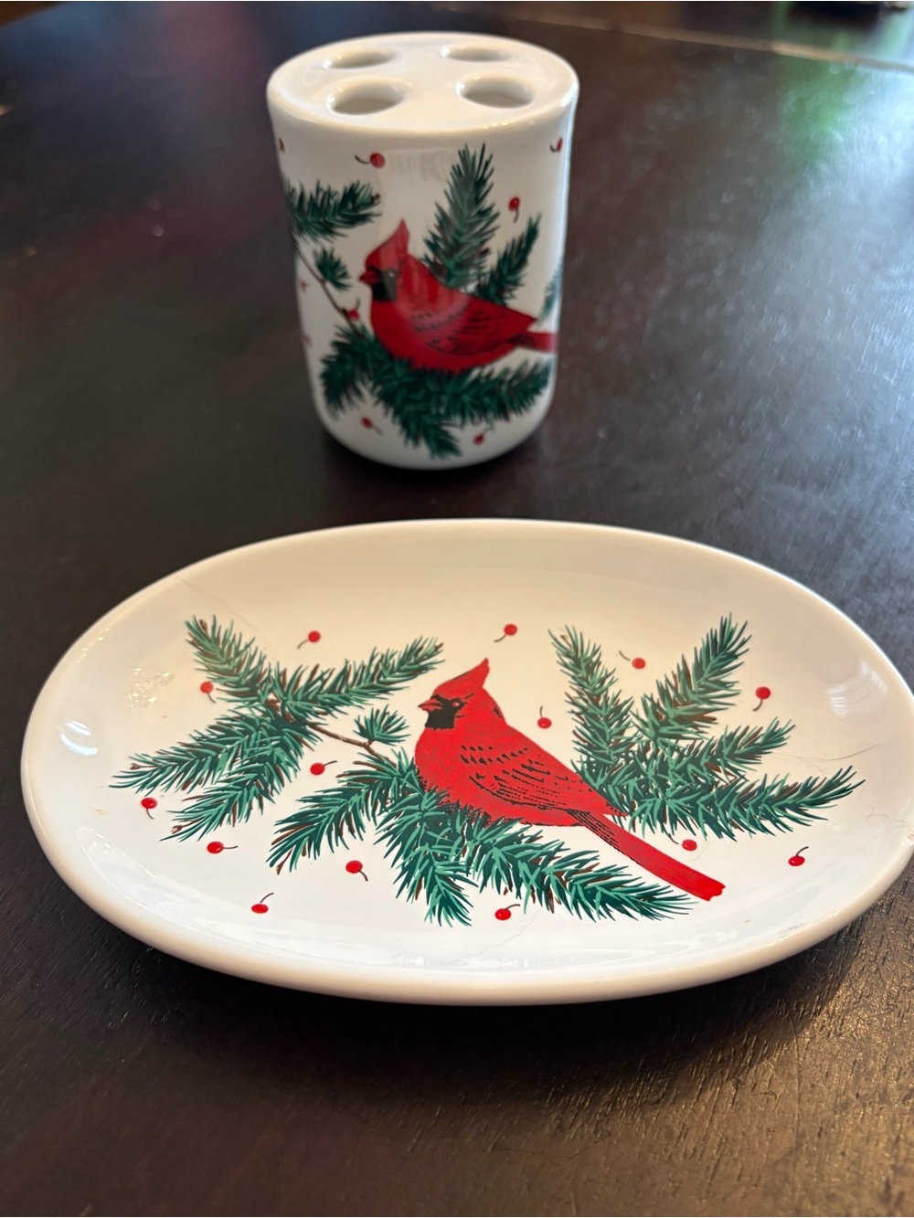 Winter Holiday Soap Dish & Toothbrush Holder